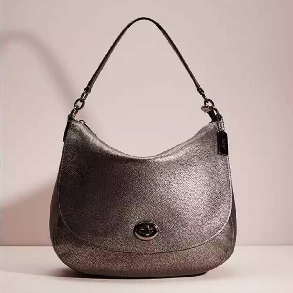 Coach Turnlock hobo shoulder bag in gunmetal/pewter - genuine leather